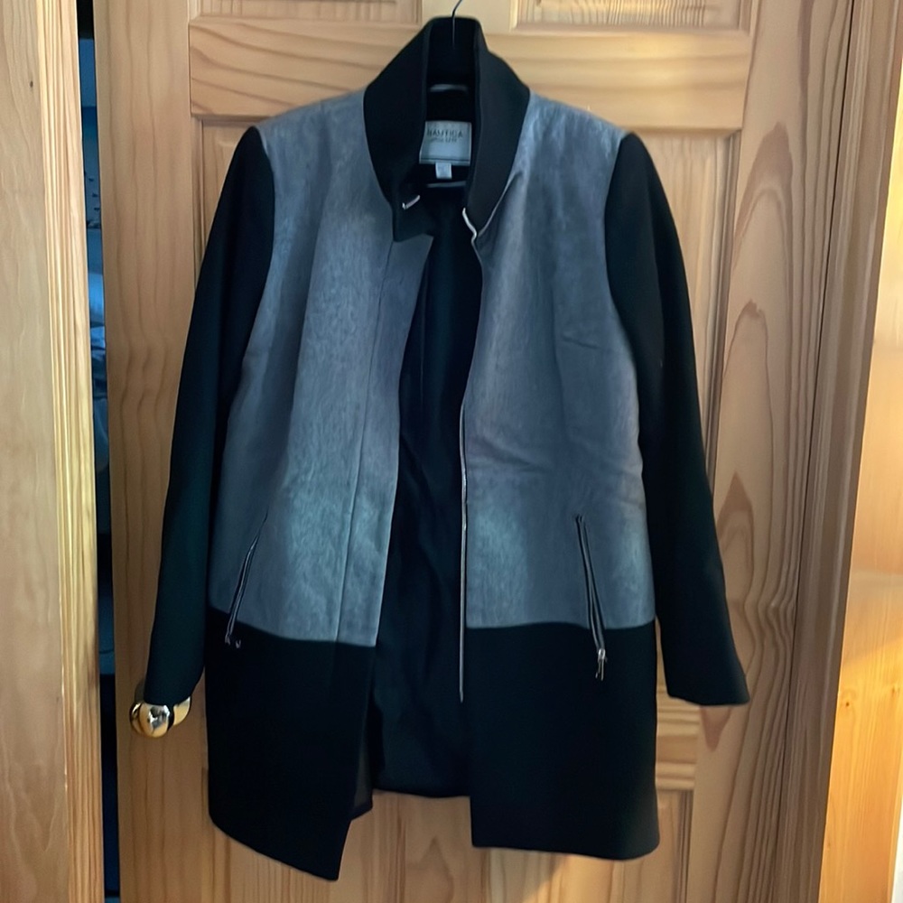 Nautica Black and Grey Wool Coat